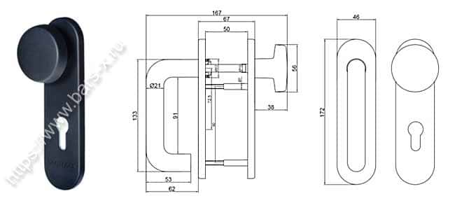 Ручка дверная DOORLOCK V S38KP-KNOB/F PZ72 картинка