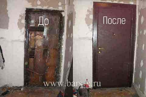 Восстановление входной двери обивка винилискожей с доборами фото Восстановление входной двери обивка винилискожей с доборами