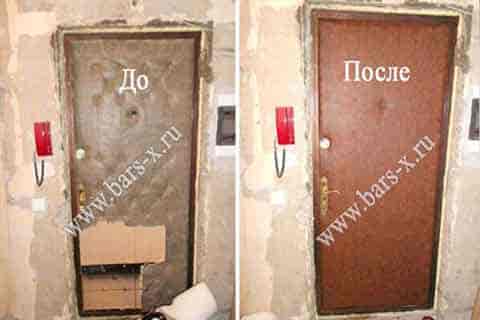 Замена порванной обивки входной двери фото Замена порванной обивки входной двери